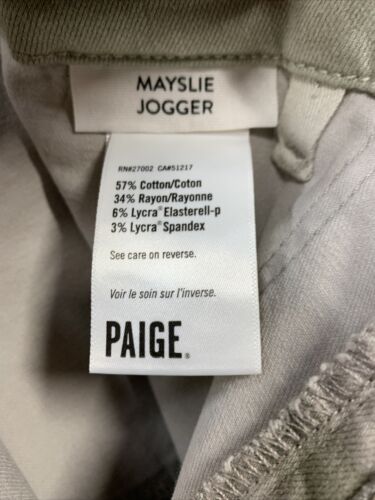 Women's Paige Mayslie Jogger Green Mid Rise Zip Hem Stretch Comfy Pants Size 27