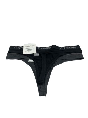 Calvin Klein Women's Motive Cotton Two Thong Panty QP18030-003 Size Med - 2 Pack