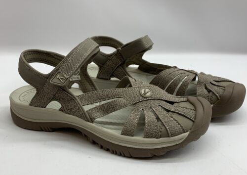 KEEN Women's Rose Casual Closed Toe Sandals Brindle/Shitake 9 Traction & Toe Pro