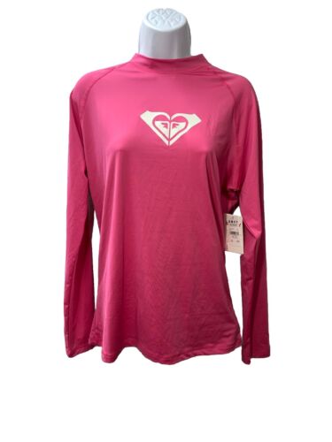 Roxy Womens Whole Hearted Shirt Long Sleeve UPF 50 Rashguard XXL Pink ERJWR03547