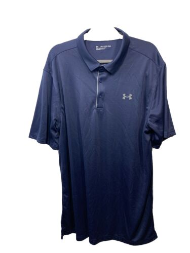 Mens Under Armour Loose Fit Tech UA Golf Polo Shirt Navy Blue Performance 2XLT