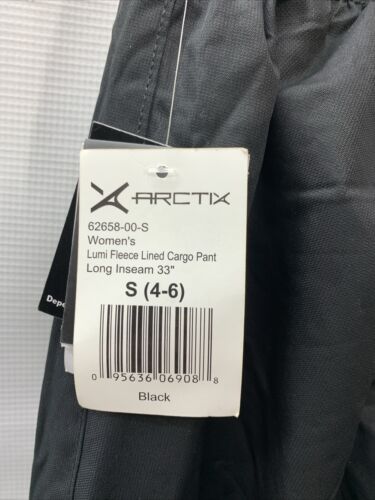 Arctix Women's Lumi Pull Over Fleece Lined Cargo Snow Long Pants Size S Black