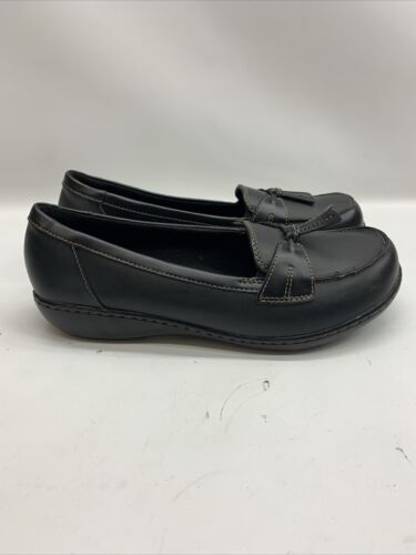 Clarks Ashland Bubble Slip-On Loafer Womens 11 Dark Brown Loafers Flat Round Toe