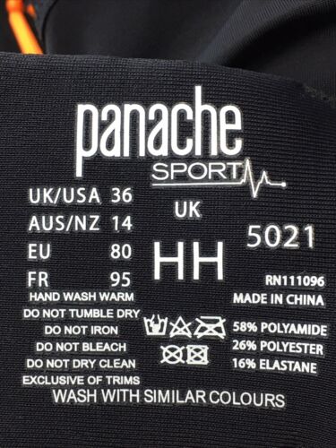 Panache Underwire Sports Bra 5021 Firm Support Adjustable Straps Black Size 36HH