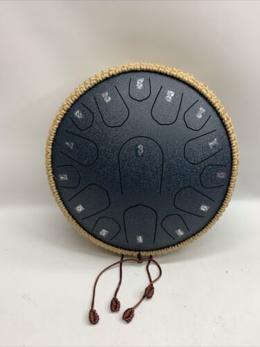 Steel Tongue Drum 13 Inch 15 Notes Tongue Drum Hand Pan Navy Blue with Case Bag