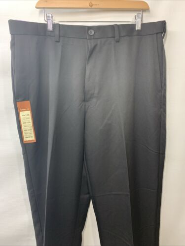 Haggar Men's Cool 18 Classic fit Hidden Expandable Waist Pants 38 x 32 Black