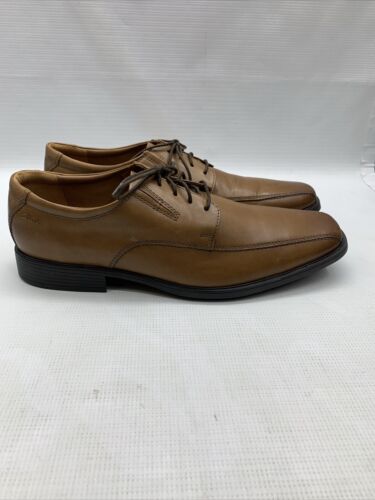 Men's Clarks, Tilden Walk Oxford Shoe 26130095 Dark Tan Leather Size 13M Lace-up