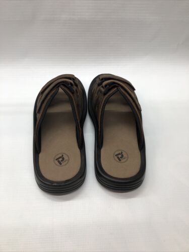 Propet Vero Slide Mens Size 13 Brown Casual Sandals MSV003LBRN Hook & Loop (NEW)