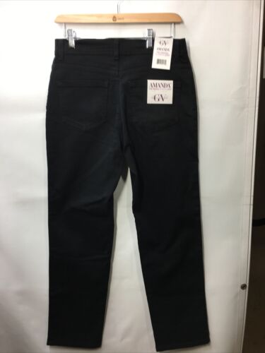 Gloria Vanderbilt Amanda Classic Straight Denim Jeans Tapered Leg Black Women 8S