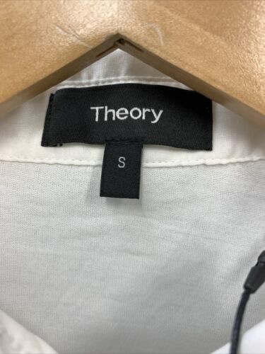 Theory Women Riduro Shirt Large White Peruvian Cotton Button Up Blouse Small