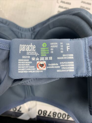 Panache Power Women's Underwire Sports Bra Racerback 5021R Size 34F Boho Print