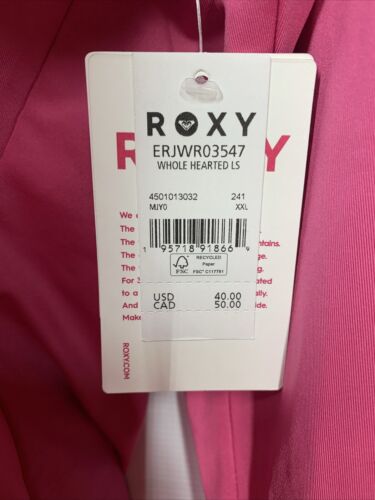 Roxy Womens Whole Hearted Shirt Long Sleeve UPF 50 Rashguard XXL Pink ERJWR03547