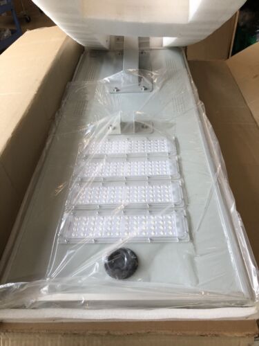 TENKOO 400W Solar Street Lights Outdoor for Dusk Dawn Court and Parking White