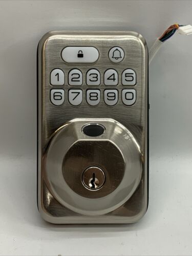 Teeho TD002C Digital Fingerprint Keypad Deadbolt With Doorbell Satin Nickel