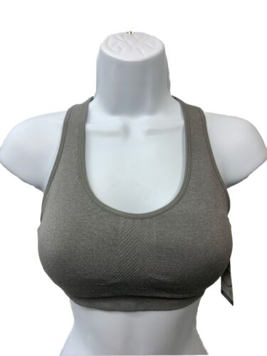 Jockey Mid Impact Molded Cup Seamless Sports Bra Gray Size S 8506 Removable Cup