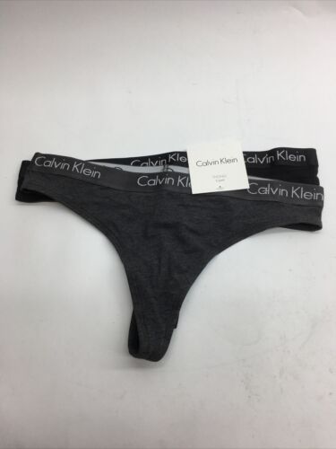 Calvin Klein Women's Motive Cotton Two Thong Panty QP18030-003 Size Small 2 Pack