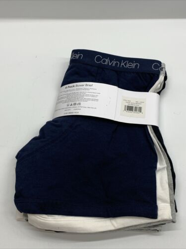 Calvin Klein Boys Cotton Boxer Briefs Black White & Grey Size L (12-14) - 4 Pack