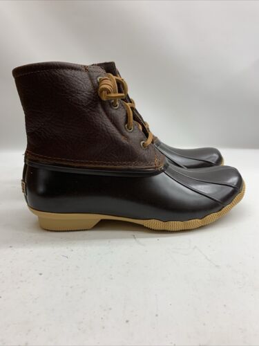 Women's Sperry Top-Sider Saltwater Duck Ankle Boots in Brown STS91176 Size 8