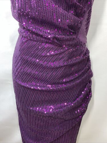 GRACE KARIN Women Sleeveless One Shoulder Sequin Dress Wrap Dress Size XL Purple