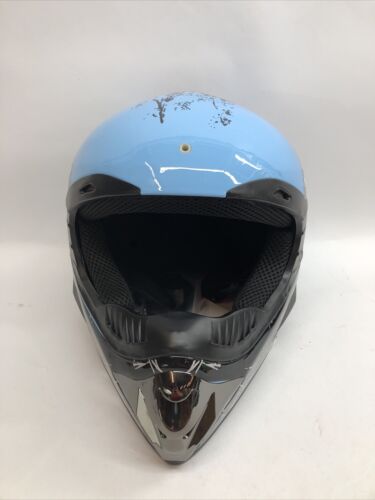 OffRoad ATV Motor Outdoor Helmet And Visor Combo CS MX2 Blue Black With Gloves