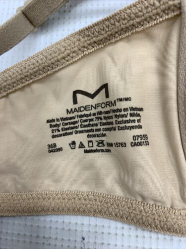 Maidenform T-shirt Beige Bra Undewire Light Lining 011695 4-way Stretch Size 36B