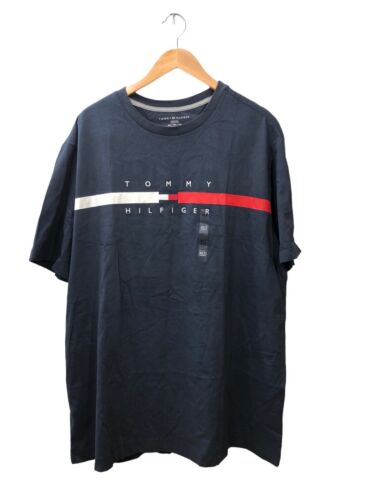 Tommy Hilfiger Men's Short Sleeve Signature Stripe Blue IN51217330 Size XLT