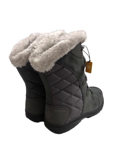 Columbia Women's Snow Boot Ice Maiden II Shale/Dark Raspberry 7.5 Faux Fur Colla