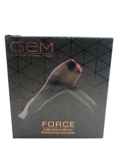 GEM Force Super Heat & Airflow Professional Hair Blow Dryer Black Shimmer Light