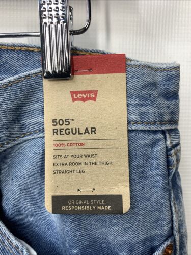 Levi's Men's 505 Straight Leg Regular Fit Jeans 100% Cotton Long Pant Size 38x32