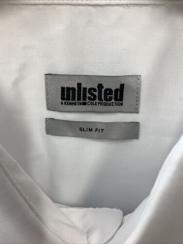 Kenneth Cole Unlisted Men's Dress Shirt Slim Fit Solid Long Sleeve Size L White