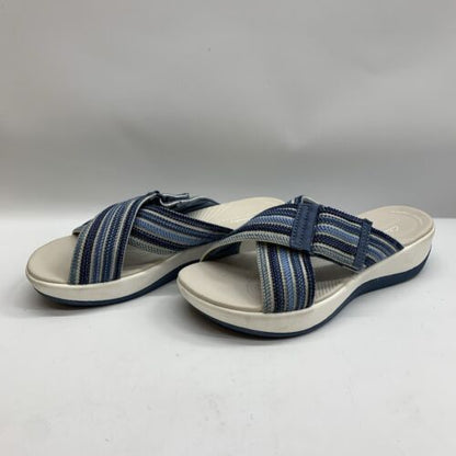 Women's Clarks Arla Wave Sandals in Blue Combi SIze 6.5W Open Toe Slip-on - USED