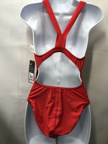 Speedo One Piece Women's Pro Swimsuit High Side Red Size 12/38 Pull On Swimwear