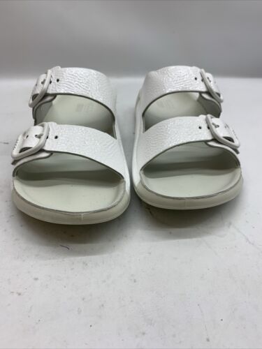 Ecco Women's Cozmo Two Band Buckle Sandal, Size 8 White Open Toe 206833 Slip-on