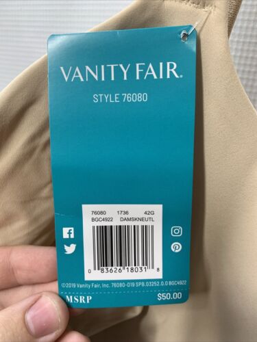 Vanity Fair Beauty Back Smoothing Full Figure Minimizer Bra 76080 Beige Size 42G