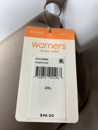 Warner's Women's 2XL No Side Effects Underarm Smoothing Comfort Wireless Bra