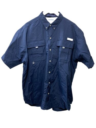 Columbia PFG Bahama II Short Sleeve Shirt FM7047-464 Size XL Button-down Blue