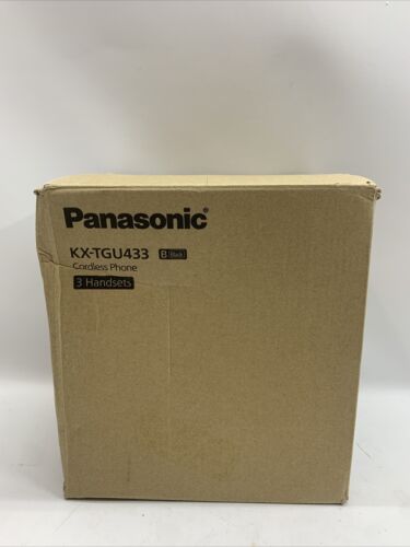 KX-TGU433B Panasonic Cordless Phone Set, 3 Handsets, 1 Base. Black & silver