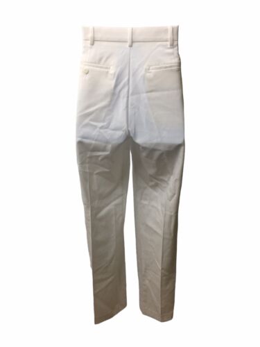 Mens Flat Front Golf Pant Long with Expandable Waistband Bright White 32W x 32L