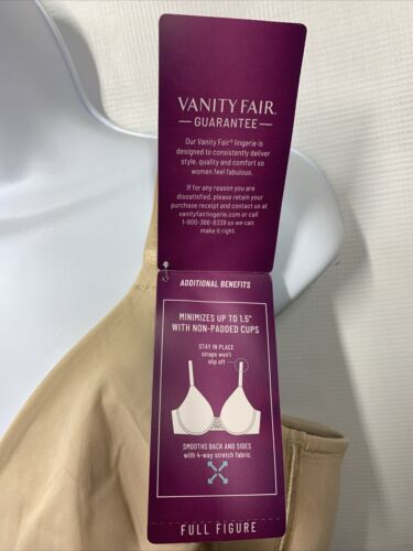 Vanity Fair Beauty Back Smoothing Full Figure Minimizer Bra 76080 Size 40C Beige