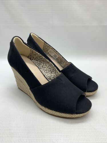 Toms Michelle PeepToe Heeled Wedge Shoes Casual High Heel 10017901 Size 7 Slipon