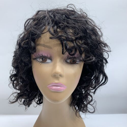 Short Curly Water Wave Wig 100% Unprocessed Virgin Brazilian Human Hair 12” Ntrl