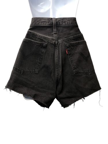 Levi's 501 Women’s Jean Denim Shorts Black Distressed Cut Off Button Size W32