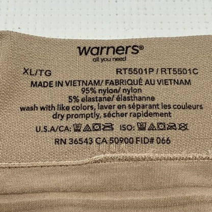 Warner's A2109 Womens Beige No Muffin Top Hi Cut Brief Underwear Panties Size XL