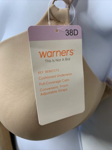 Warners Bra 38D 01593-212 Underwire No Digging Beige Full Coverage Lightly Lined