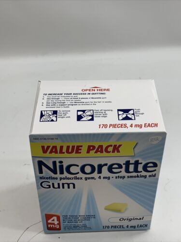 Sealed Nicorette Gum Original 4mg 170 Piece Nicotine Polacrilex Gum Stop Smoking