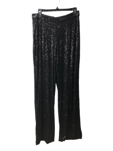 Dress The Population Black Wide Leg Sequin Classic Long Pants Sparkle Size large