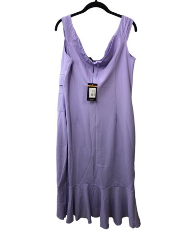 Knitee Women Casual Formal Dress Off Shoulder Light Purple V-Neck K9078 Size 2XL