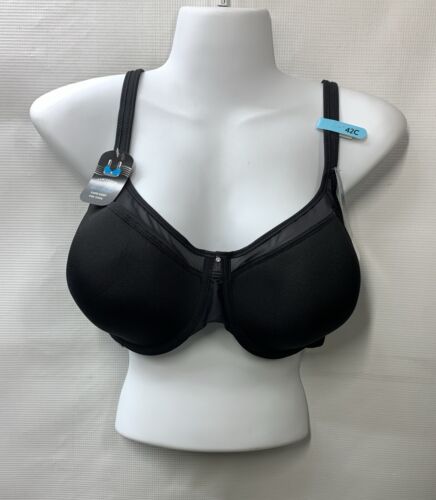 Bali One Smooth U Ultra Light Illusion Neckline Underwire Bra Black 3439 Sze 42C