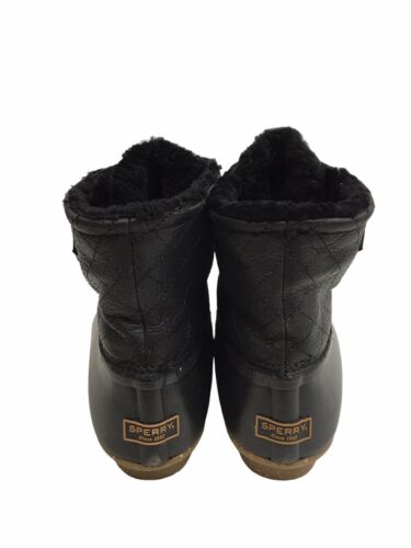 Sperry Womens Saltwater Winter Lux Boots Size 9.5M Black Quilt STS84618-001-6