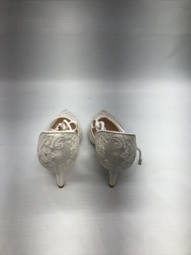 ERIJUNOR Ivory Lace Mesh Satin Bridal Wedding Shoes Pointy Toe for Women Size 6